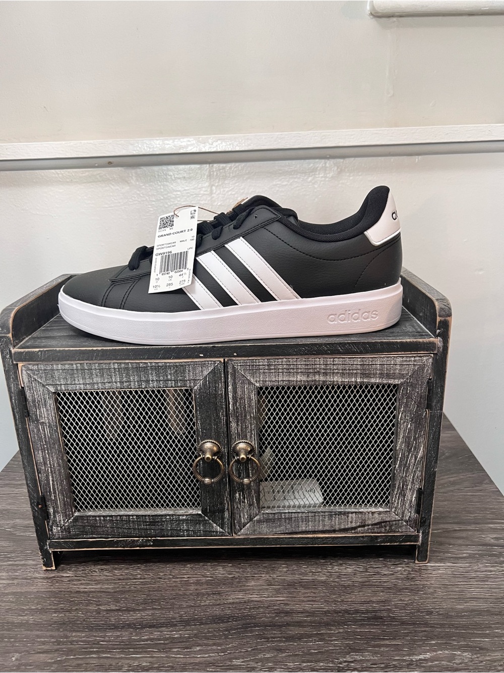 adidas Black and White Low-Top Court Sneakers